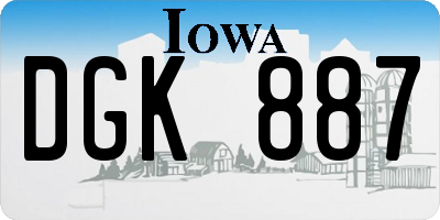 IA license plate DGK887