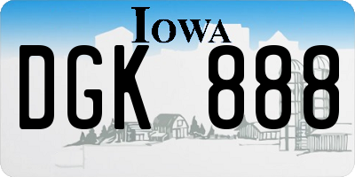 IA license plate DGK888