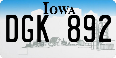 IA license plate DGK892
