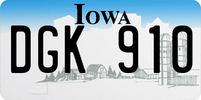 IA license plate DGK910