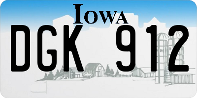IA license plate DGK912