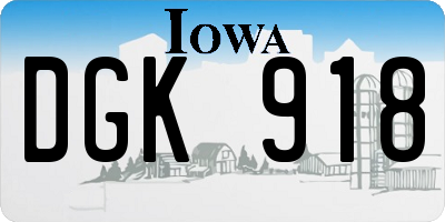 IA license plate DGK918
