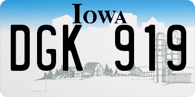 IA license plate DGK919