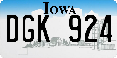 IA license plate DGK924