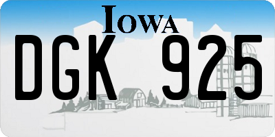 IA license plate DGK925