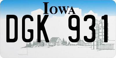 IA license plate DGK931