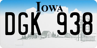 IA license plate DGK938