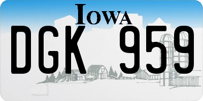 IA license plate DGK959