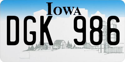 IA license plate DGK986
