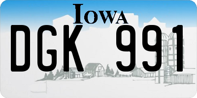 IA license plate DGK991