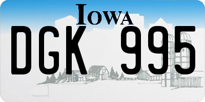IA license plate DGK995