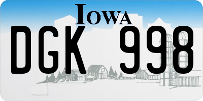 IA license plate DGK998