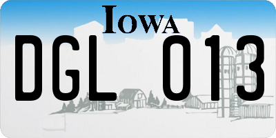IA license plate DGL013
