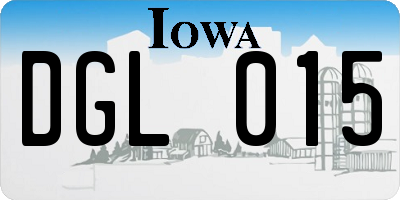 IA license plate DGL015