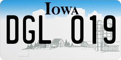 IA license plate DGL019