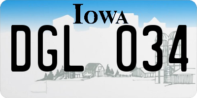 IA license plate DGL034