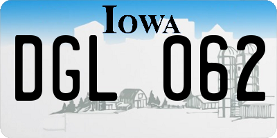 IA license plate DGL062