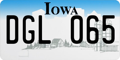 IA license plate DGL065