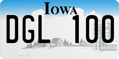 IA license plate DGL100