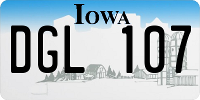 IA license plate DGL107