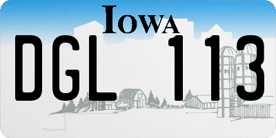 IA license plate DGL113