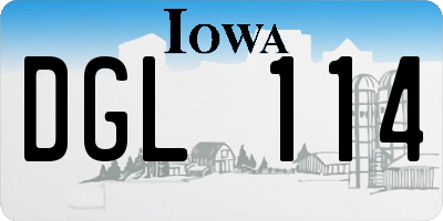 IA license plate DGL114