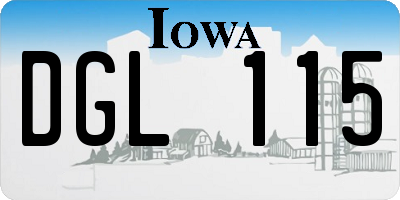 IA license plate DGL115