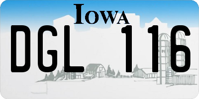 IA license plate DGL116
