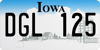 IA license plate DGL125