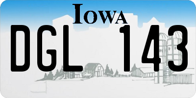 IA license plate DGL143