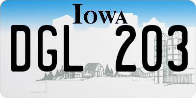 IA license plate DGL203
