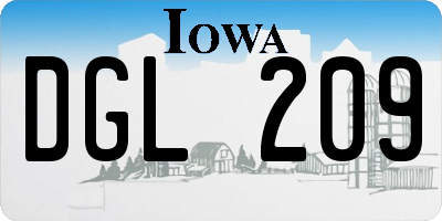 IA license plate DGL209
