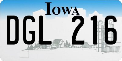 IA license plate DGL216