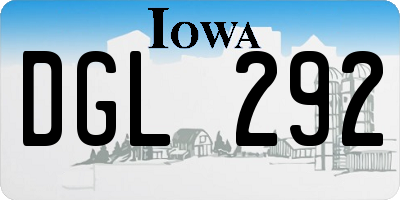 IA license plate DGL292