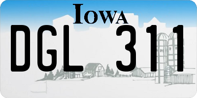 IA license plate DGL311