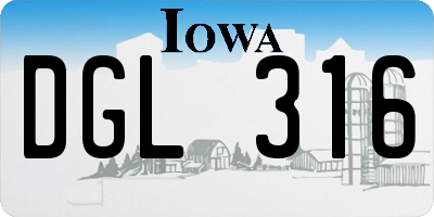 IA license plate DGL316