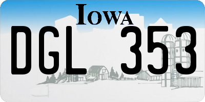 IA license plate DGL353
