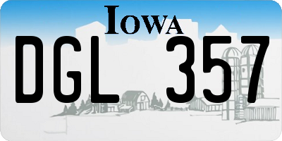 IA license plate DGL357