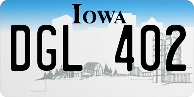 IA license plate DGL402