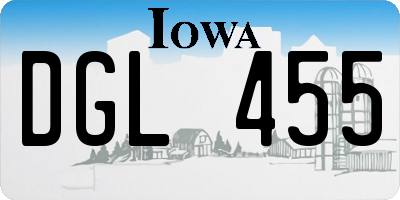 IA license plate DGL455
