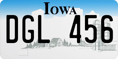 IA license plate DGL456