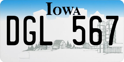 IA license plate DGL567