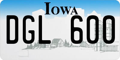 IA license plate DGL600