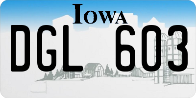 IA license plate DGL603