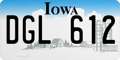 IA license plate DGL612