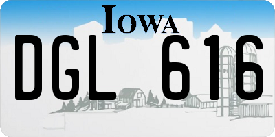 IA license plate DGL616