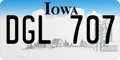 IA license plate DGL707