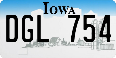 IA license plate DGL754