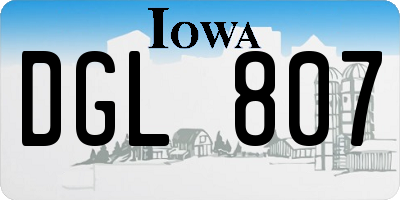 IA license plate DGL807