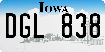 IA license plate DGL838
